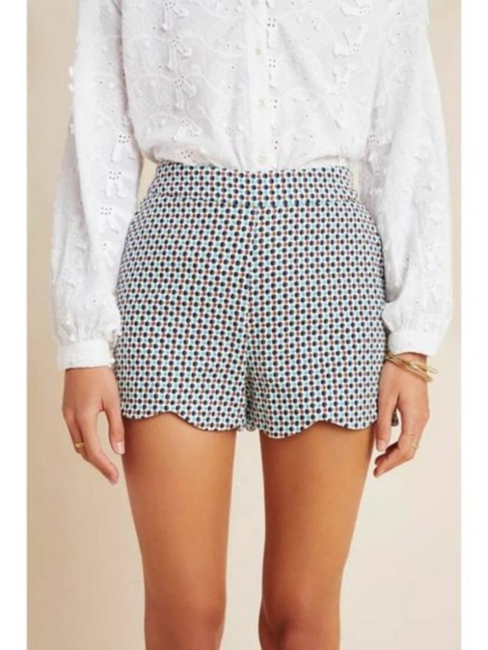 Anthropologie High Waist Georgie Scalloped Shorts
